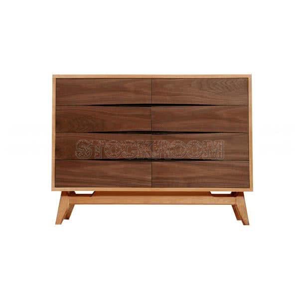 FINLEY SOLID WOOD SIDEBOARD & CONSOLE CABINET - OAK WITH WALNUT ACCENT