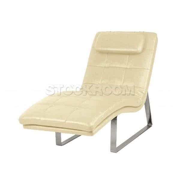 Ettore Leather Chaise Lounge Chair with Steel Frame