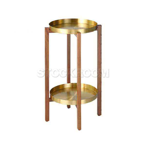 Arnaud Brass Side and Accent Table - Walnut Finish