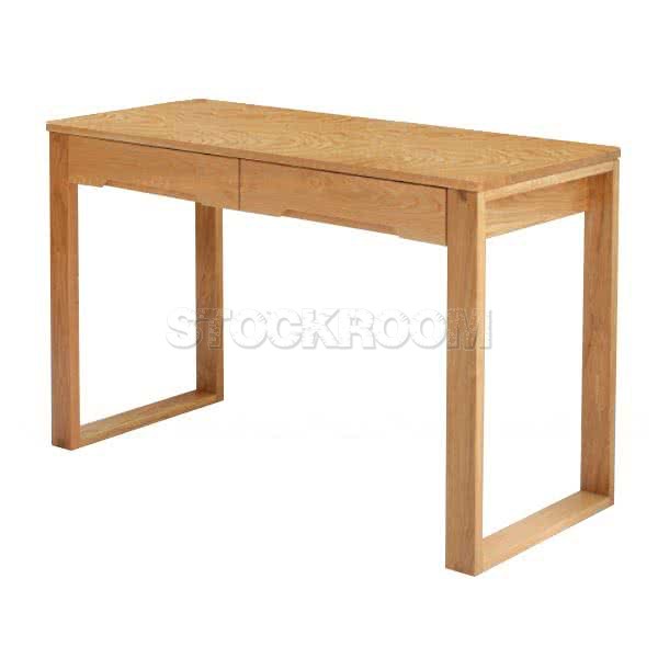 Barbro Solid Oak Wood Desk with Storage Drawers