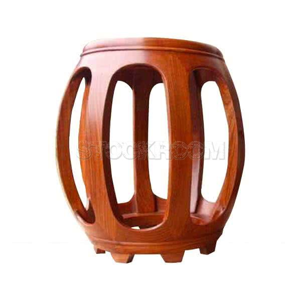 Wang Modern Oriental Wood Stool - High