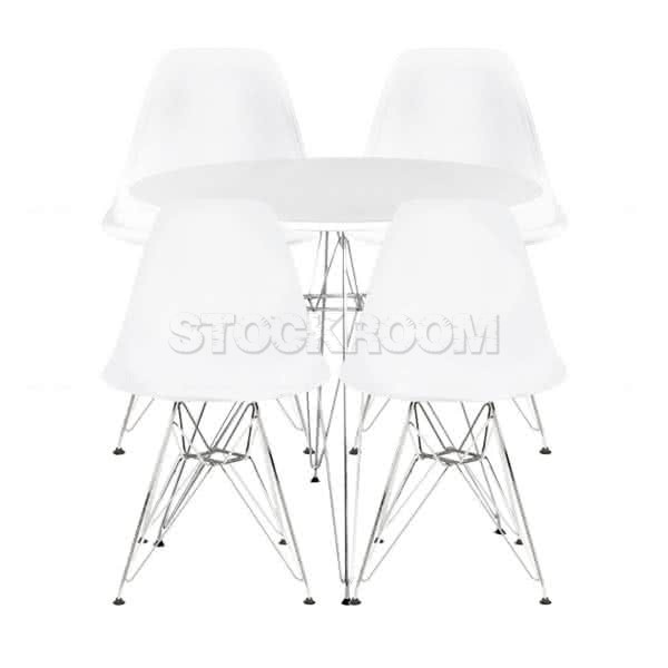 Stockroom Eiffel Round Dining Table and Stockroom Eiffel Dsr Dining Chair Combo Set - White