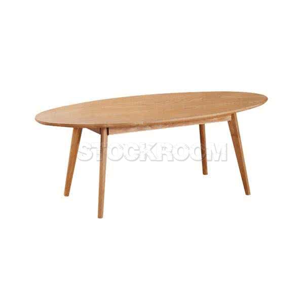 Amos Oval Shaped Wood Coffee Table 