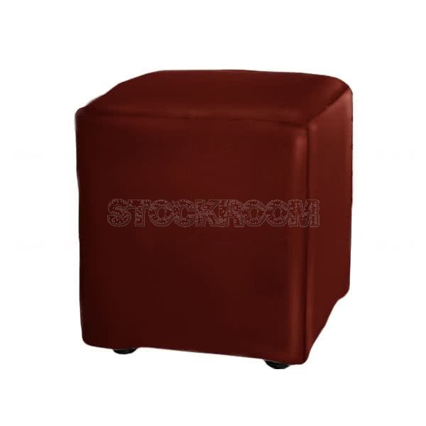 Stockroom Mini Cake Leather Ottoman - Square