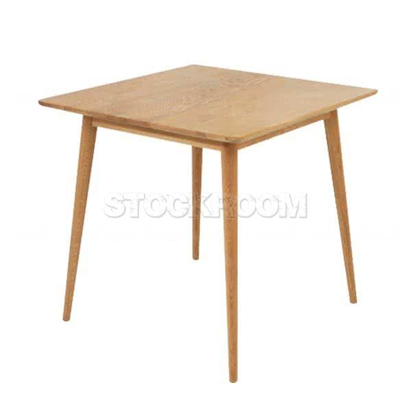 Milo Solid Wood Square Table - Oak Finish