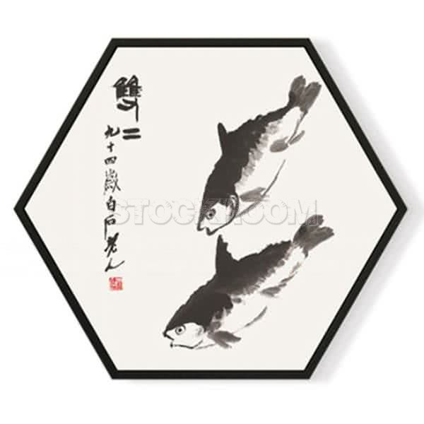 Stockroom Artworks - Hexagon Canvas Wall Art - Double Fishes - More Sizes