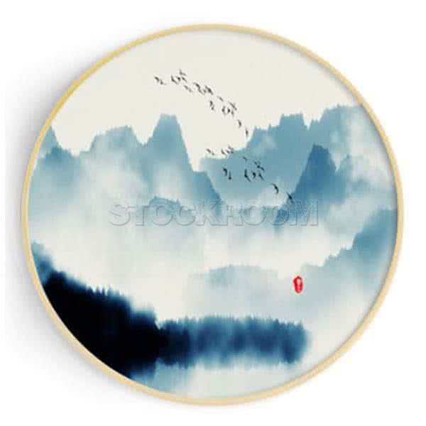 Stockroom Artworks - Circle Canvas Wall Art - Mountains and Lake - More Sizes
