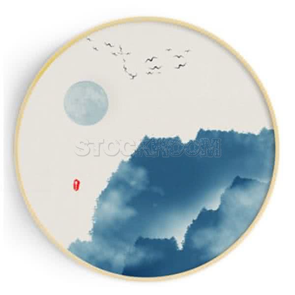 Stockroom Artworks - Circle Canvas Wall Art - Mountains and Moon - More Sizes