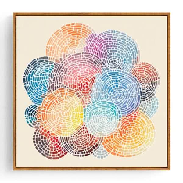 Stockroom Artworks - Square Canvas Wall Art - Rainbow Circles - More Sizes