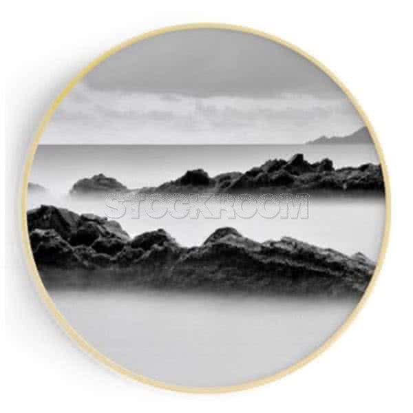 Stockroom Artworks - Circle Canvas Wall Art - Monochrome Landscape - More Sizes