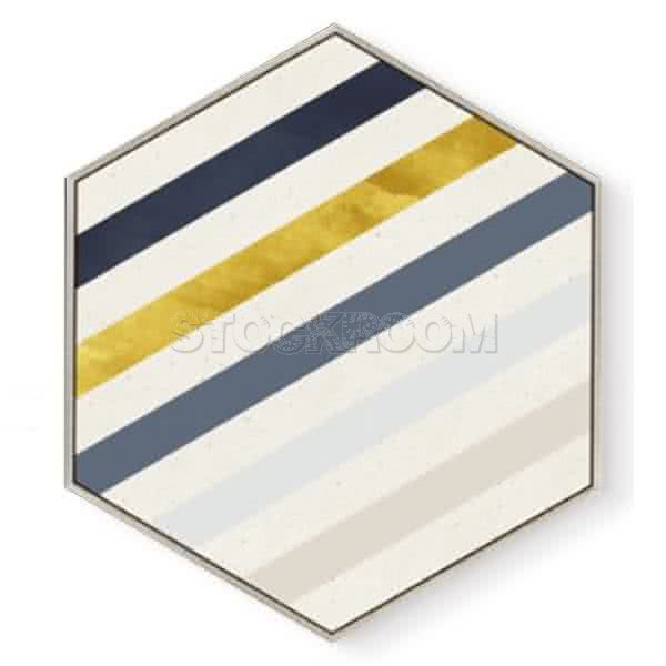 Stockroom Artworks - Hexagon Canvas Wall Art - Geometric Slanting Strips - More Sizes