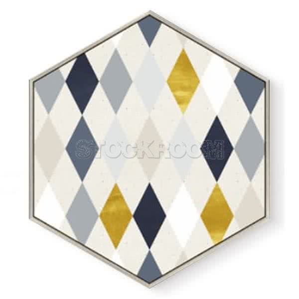 Stockroom Artworks - Hexagon Canvas Wall Art - Geometric Diamonds - More Sizes