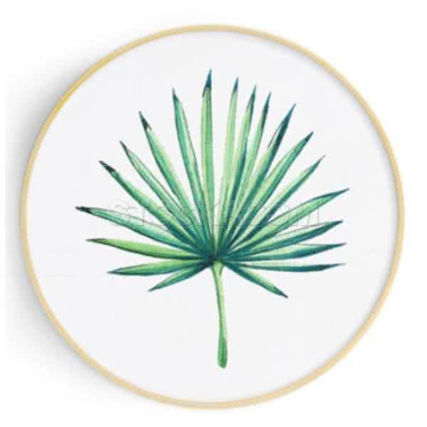 Stockroom Artworks - Circle Canvas Wall Art - Watercolor Palm Leaf - More Sizes
