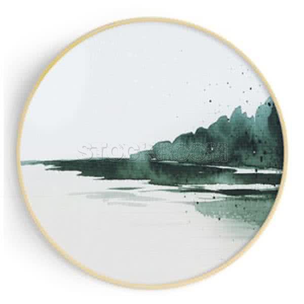 Stockroom Artworks - Circle Canvas Wall Art - Watercolor Lake - More Sizes