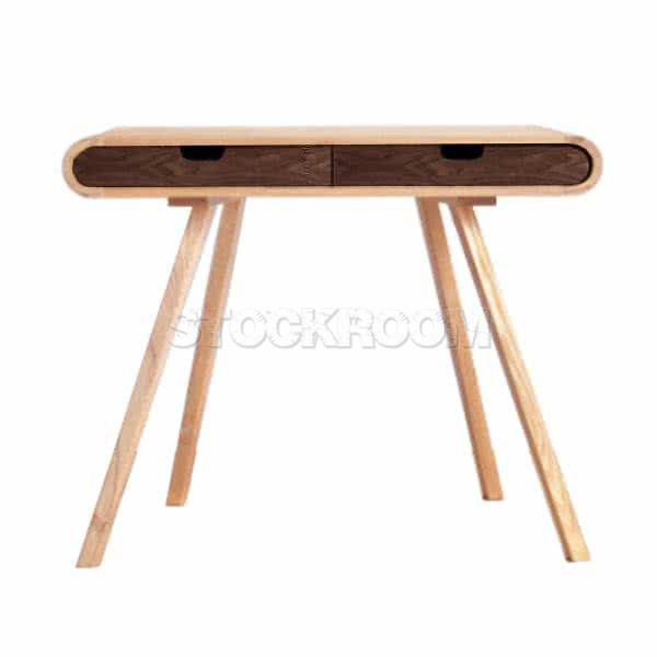 Lucille Petite Contemporary Compact Desk - Oak with Walnut Accent