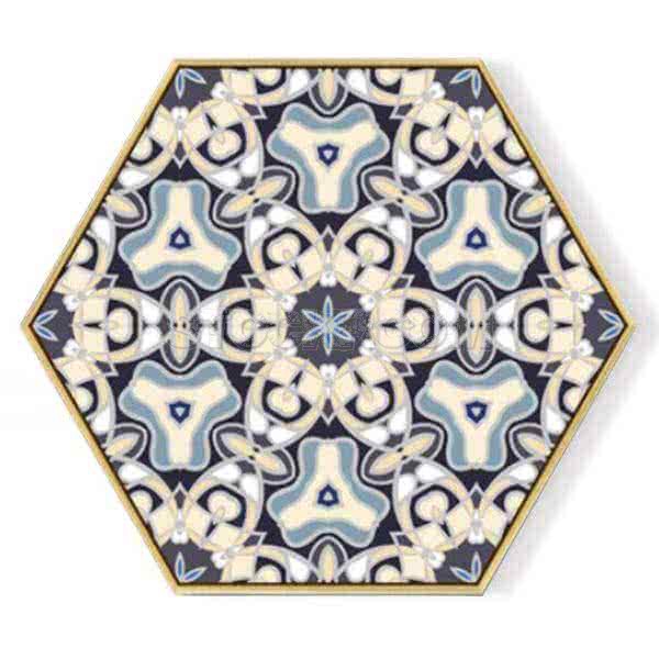 Stockroom Artworks - Hexagon Canvas Wall Art - Floral Kaleidoscope - More Sizes