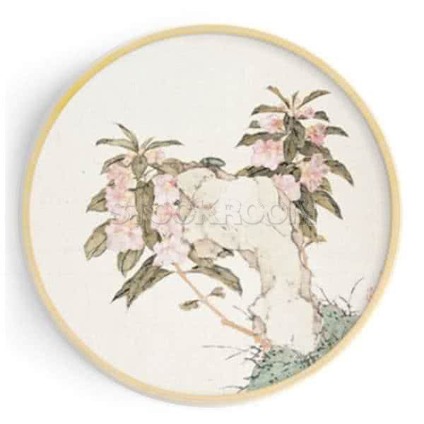Stockroom Artworks - Circle Canvas Wall Art - Pink Flowers - More Sizes