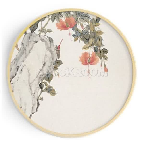 Stockroom Artworks - Circle Canvas Wall Art - Flowers and Insect - More Sizes