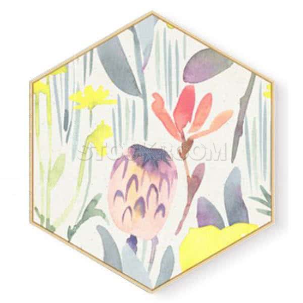 Stockroom Artworks - Hexagon Canvas Wall Art - Blossom Time - More Sizes