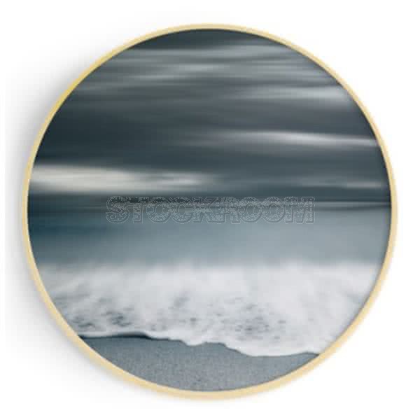 Stockroom Artworks - Circle Canvas Wall Art - Grayscale Waves - More Sizes