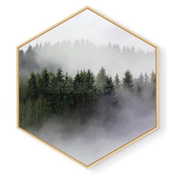 Stockroom Artworks - Hexagon Canvas Wall Art - Foggy Forrest - More Sizes