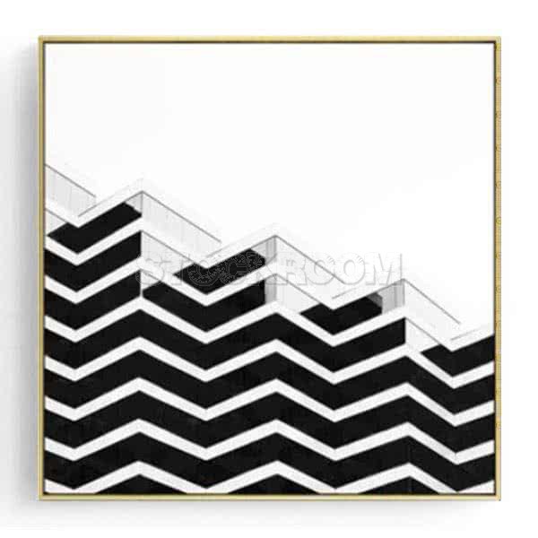 Stockroom Artworks - Square Canvas Wall Art - Monochrome Waves - More Sizes