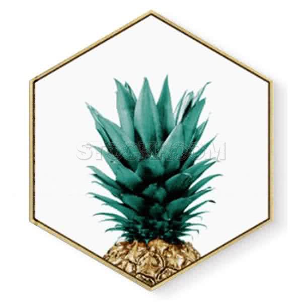 Stockroom Artworks - Hexagon Canvas Wall Art - Hidden Pineapple - More Sizes