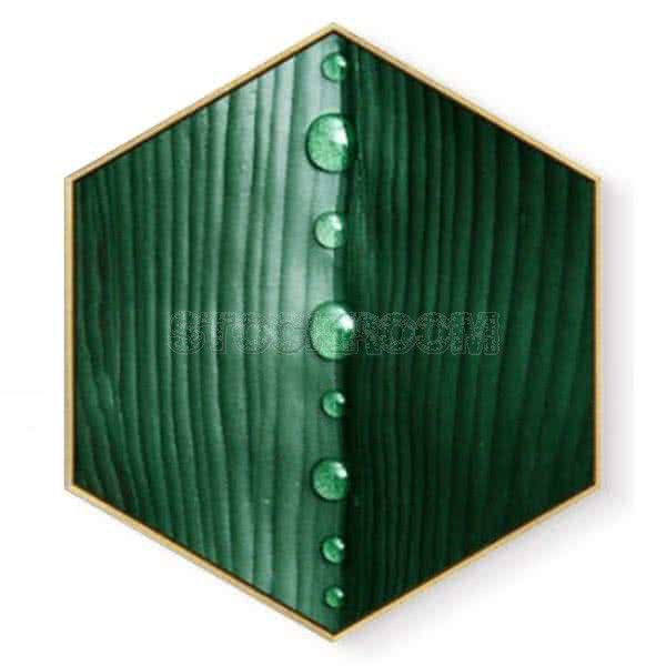Stockroom Artworks - Hexagon Canvas Wall Art - Leaf Droplets - More Sizes