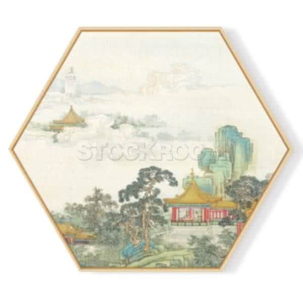 Stockroom Artworks - Hexagon Canvas Wall Art - Mountain Pavilion - More Sizes