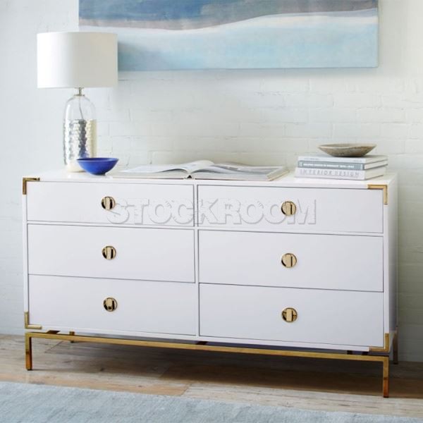 Fabrizio White Dresser with Brass Detail