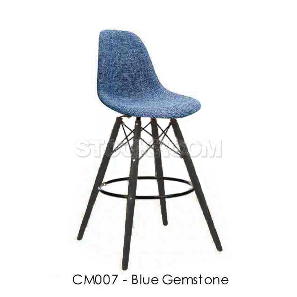 Eames DSW Style Bar Stool - Upholstered - Full Fabric