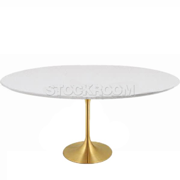 Eero Saarinen Tulip Style Oval Dining Table With Brass Base