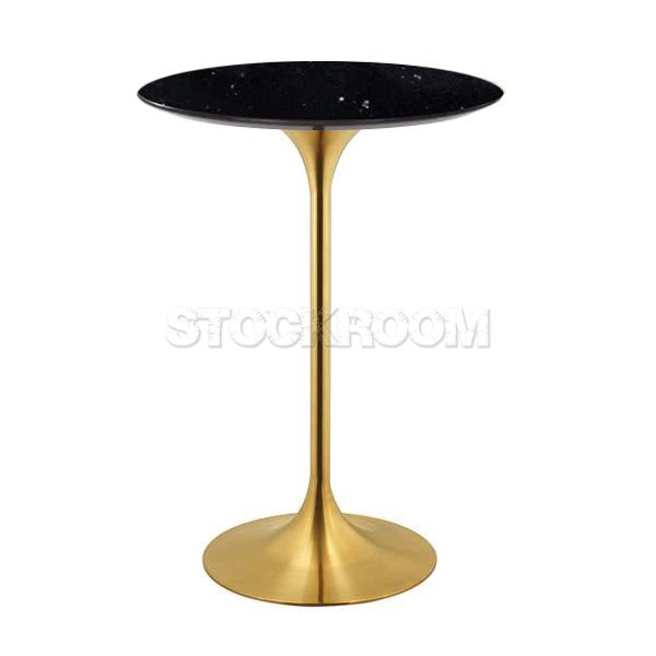Tulip Style Marble Bar Table With Brass Base