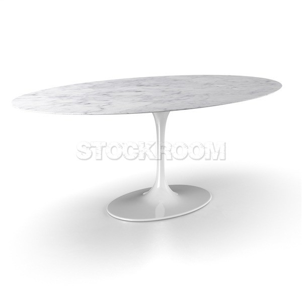 Eero Saarinen Tulip Style Oval Dining Table - Marble