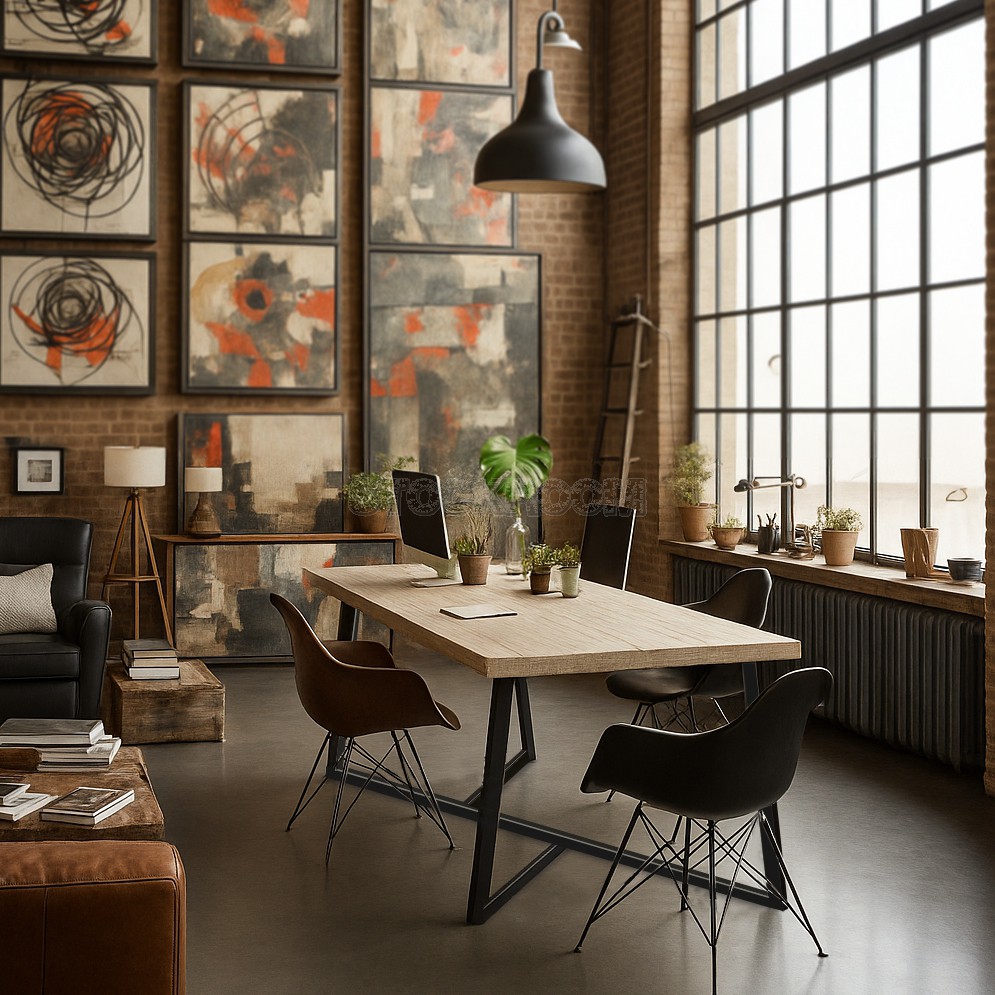 Enoch Solid Wood Industrial Loft Table
