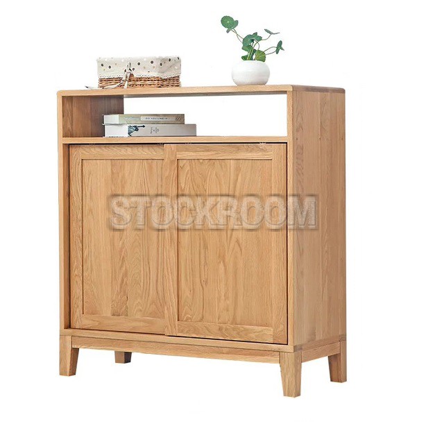 Garza Solid Oak Wood Cabinet