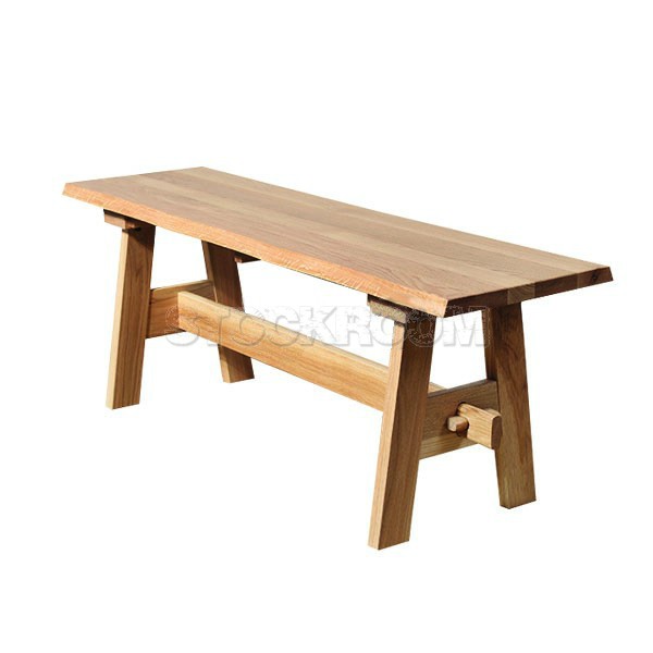 Dixon Solid Oak Wood Trestle Based Bench