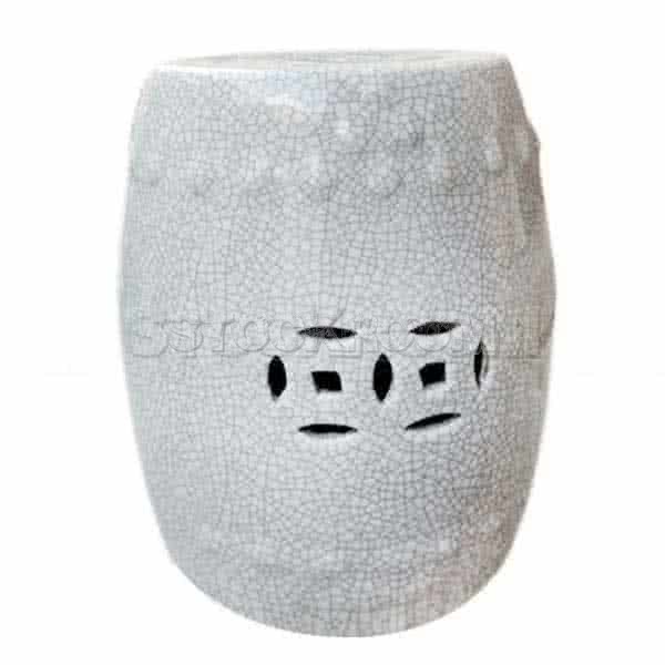 Stockroom Cracked Ceramic Pattern Drum Stool