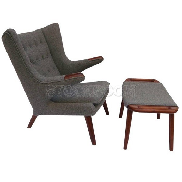 Hans Wegner Style Papa Bear Chair And Ottoman