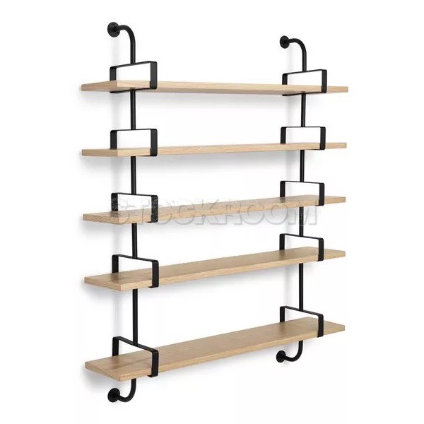 Hussein Industrial Solid Wood Wall Shelf