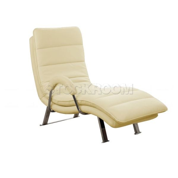 Illario Adjustable Leather Chaise Lounge Chair with Steel Frame