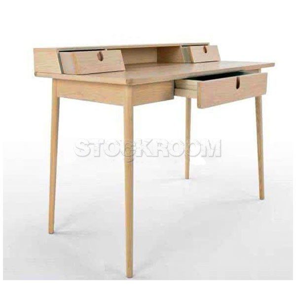 Koonara Solid Oak Wood Working Desk with Drawers