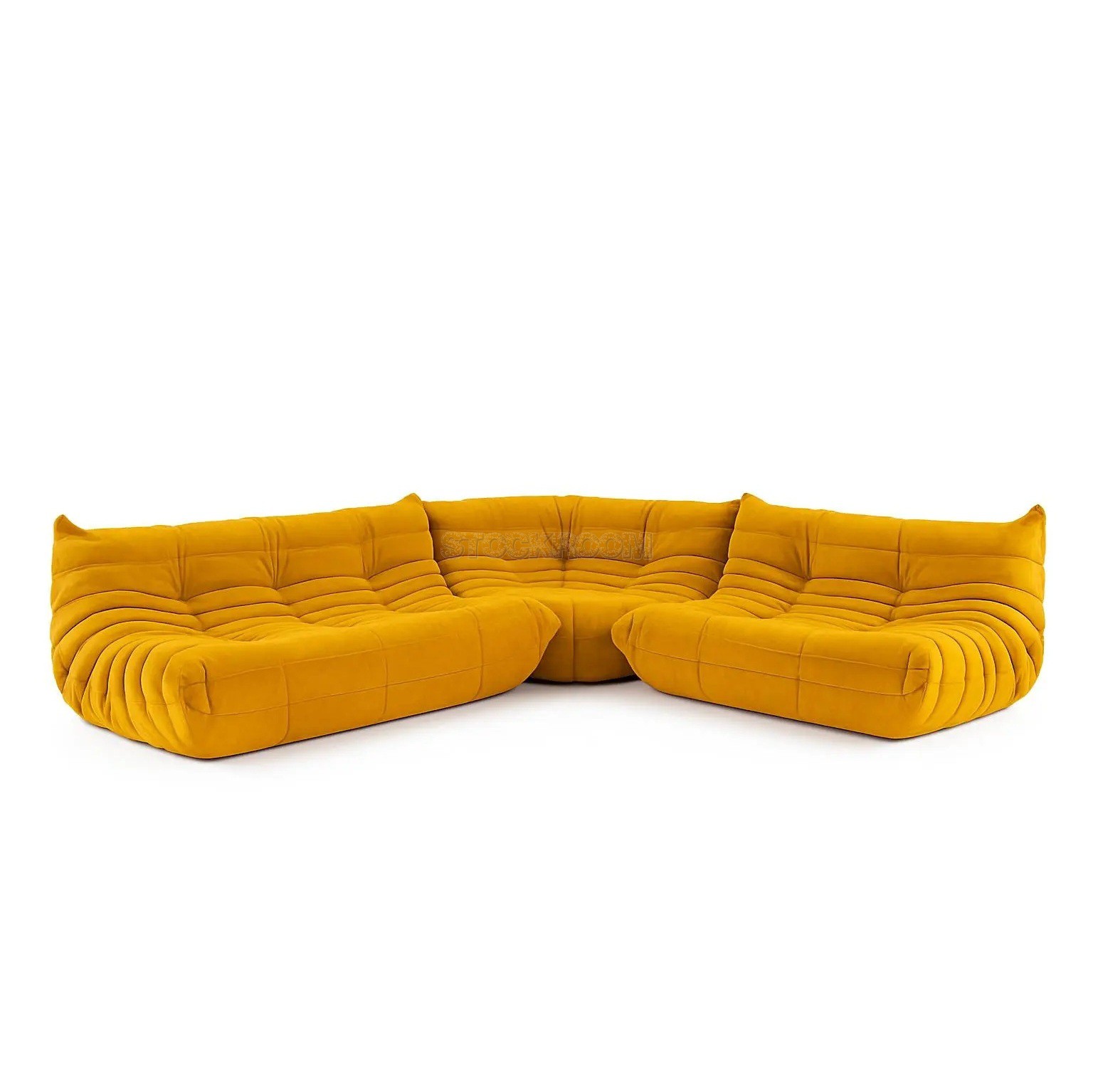 Lennox Caterpillar Style Velvet L Shape Sofa