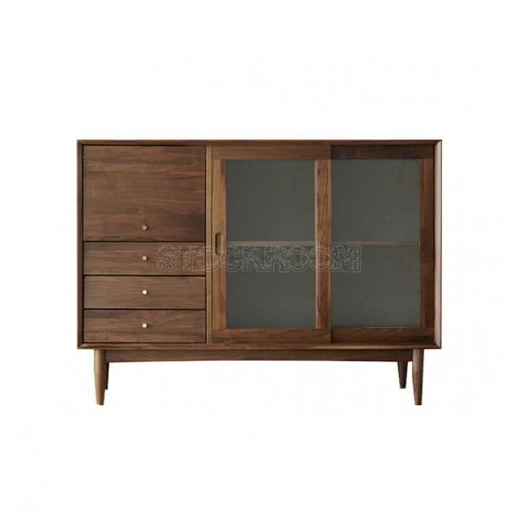 Bakbo Solid Oak wood Sideboard with drawers and Glass Door