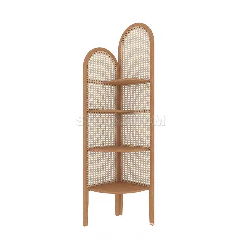 Nassau Contemporary Woven Cane Corner Shelf