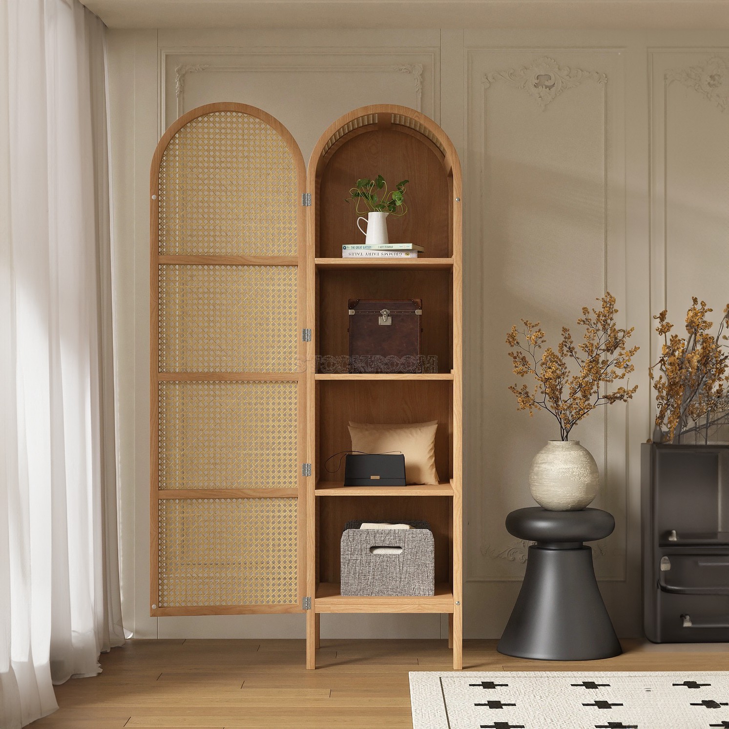 Nassau Contemporary Woven Cane Wardrobe - Single door