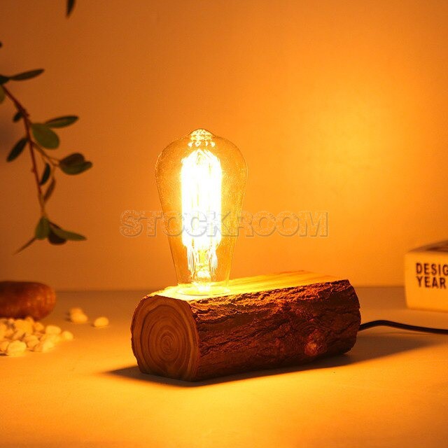 Natural Wood Log Table Lamp