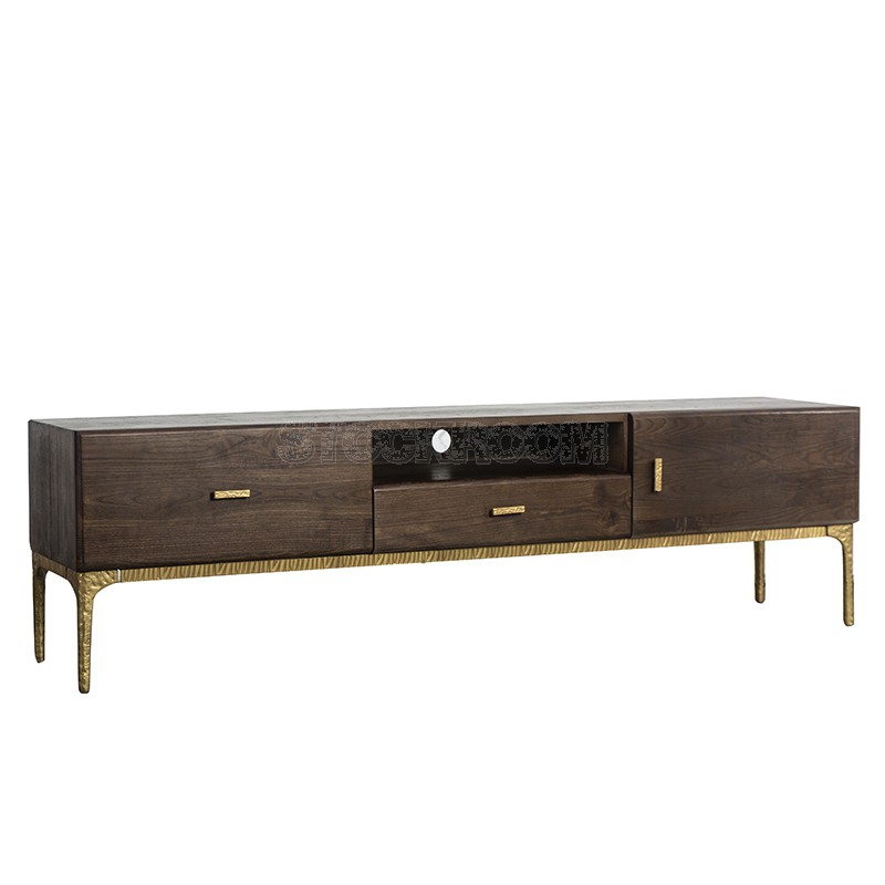 Nicolás Rustic Style Industrial TV Cabinet with Drawers