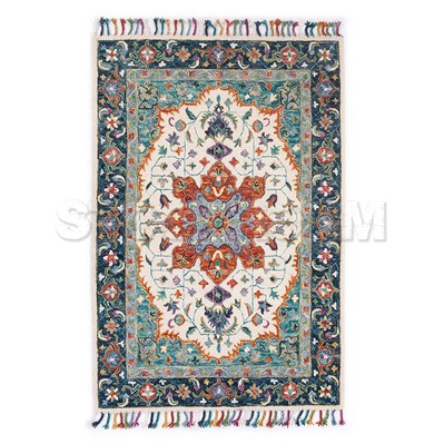 Nordic Plant Blue Flower Rug / Carpet