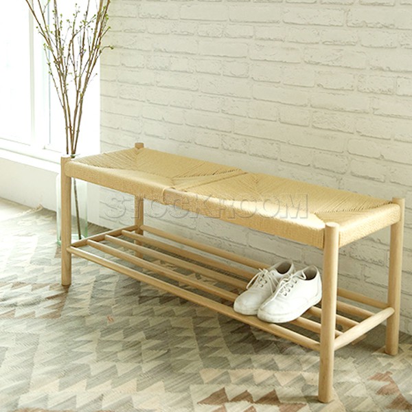 Otakar Solid Oak Wood Shoe Rack Bench